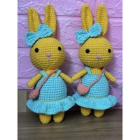 [Thú bông hanmade] Thỏ mặc váy xòe - thỏ móc len milk cotton 125g