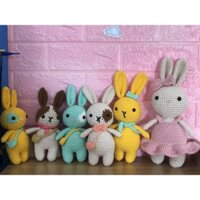 [Thú bông hanmade]Thỏ buny các màu sắc móc len milk cotton