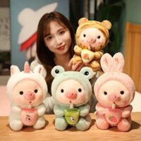 Thú bông heo trà sữa mặc áo thú dễ thương (hàng đẹp)