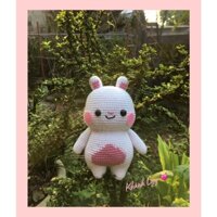 Thú bông móc len - Thỏ Tobi (30cm) trắng hồng xinh xắn - Thú nhồi bông handmade
