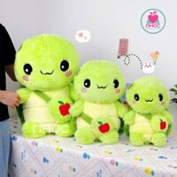 Thú bông Rùa đeo túi trái táo lông xù ngồi, cao cấp, dễ thương - Nhóc