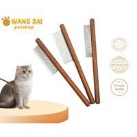 Thú Cưng Hàng Lược Gỗ Chắc Chắn Tay Cầm Bằng Gỗ Hàng Đơn Bọ chét Lược Grate Chó Mèo Chải Lông Lược Mèo Loại Bỏ Chấy Dài Kim Lược