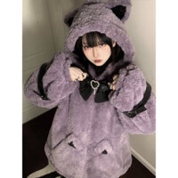 Thu Đông 2024 Phong Cách Mới Phù Hợp Với Đơn Giản Dễ Thương Ngọt Ngào Thiết Kế Nhật Bản Cảm Thấy Ấm Áp Sang Trọng Mèo Tai Áo Khoác Nữ