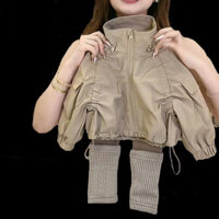 [Thu Đông Hàng Mới Về] Bộ Đồ Mùa Thu Bé Gái Ấm Áp Thoải Mái Áo Khoác Bé Gái Mùa Xuân Thu Phù Hợp Với Quần Áo Trẻ Em Nữ Phong Cách Mỏng Thời Trang Quần Legging Màu Cà Phê Bộ Đồ Hai Mảnh