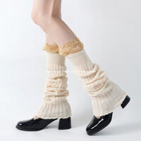 Thu Đông Ngọt Ngào Mát Nóng Cô Gái Đen Trắng Ren Khâu Dệt Kim Nấm Cạnh Tất Chân Bao Nữ Cọc Tất ins Hợp Thời Trang