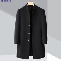Thu Đông Phong Cách Mới Hai Mặt Len Áo Khoác Nam Giữa Chiều Dài Thời Trang Đứng Cổ Len Windbreake