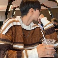 Thu Đông Phong Cách Nhật Bản Dạo Phố Màu Sắc Tương Phản Dệt Kim Nam Thanh Niên Sọc Retro Lười Phong Cách Áo Len Áo Len Nam m-2