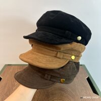 Thu Đông Retro Phong Cách Hải Quân Mũ Cao Cấp Da Lộn Flat Top Newsboy Mũ Cô Gái Phong Cách Hàn Quốc Phù Hợp Với Mũ Họa Sĩ