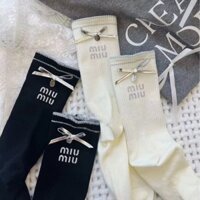 Thu Đông Tất Dày Nữ Ống Dài In Chữ miu Thời Trang Mặc Ngoài Tất Hợp Thời Trang ins Phong Cách Hàn Quốc Nơ Tất Nữ❤2.26❤