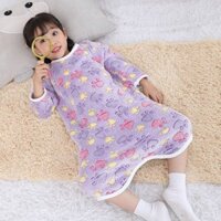 Thu Đông Trẻ Em Một Mảnh Bộ Đồ Ngủ Flannel Bé Trai Bé Gái Túi Ngủ Ẩn Nút Chống Dính Bé Gái Váy Ngủ