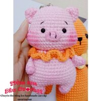 Thú móc len handmade - Móc khóa chú heo hồng đáng yêu 13cm