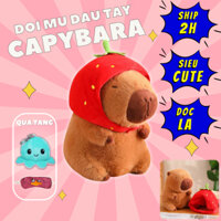 Thú nhồi bông capybara đội mũ dâu tây đáng yêu - Size từ 35cm đến 85cm - Móc khoá gấu bông Capybara