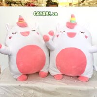 THÚ NHỒI BÔNG CAYABE GỐI ÔM KỲ LÂN UNICORN/ PONY TRÒN TRẮNG