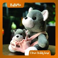 Thú nhồi bông Chuột mẹ địu con đẹp ngộ nghĩnh đáng yêu cute mềm mịn Babimo