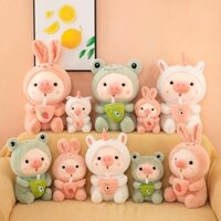 Thú Nhồi Bông - Gấu Bông Heo Mặc Áo Thú Bông Ôm Trà Sữa Cao 25cm Thú Nhồi Bông Dễ Thương
