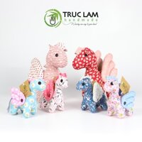 Thú Nhồi Bông Hình Con Ngựa Vải Hoa Bông Gòn Cao Cấp Cỡ Nhỏ Trúc Lâm Handmade THU44