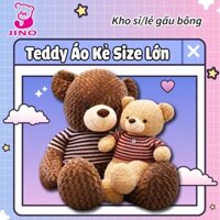Thú nhồi bông Teddy mặc áo kẻ size khổng lồ, Gấu bông Teddy mặc áo kẻ size đại Thú Bông Toy Đồ Chơi size 1m)