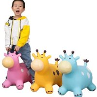 Thú nhún cho bé hình hươu bơm hơi cao cấp có nhạc - nhựa an toàn.