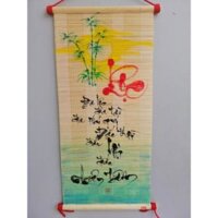 Thư pháp chữ Lộc. Thư pháp mành tre kích thước 30cm x 70cm