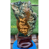 Thư Pháp trên đá CANXEDON xanh tự nhiên (CX3 - Kl: 6.5kg - C: 44 - R: 19cm) - Viết,vẽ,khắc thư pháp theo yêu cầu khach.