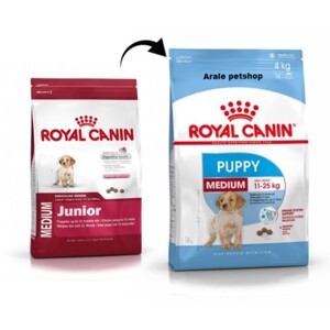 Thức ăn cho chó Con Royal Canin Medium Junior - 4 kg, dành cho chó 11-25kg và 1-12 tháng tuổi