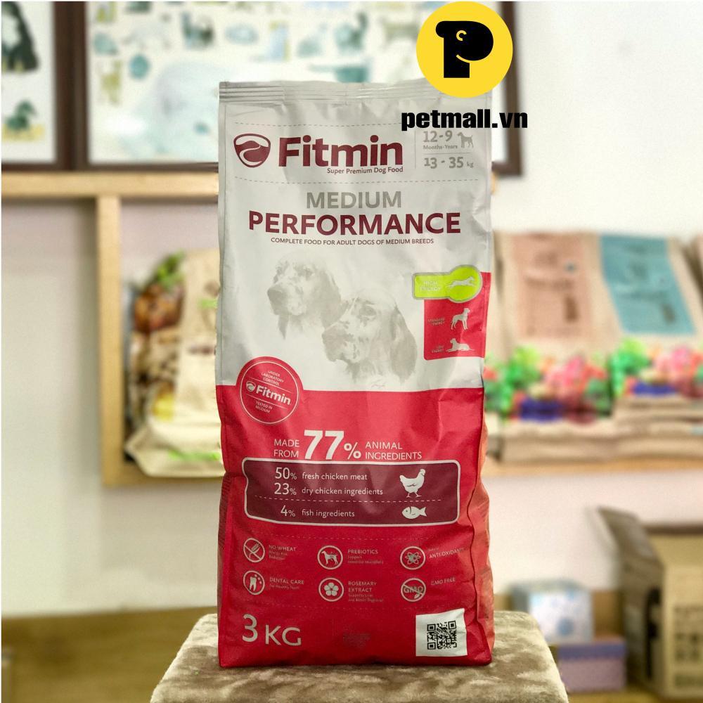 Thức ăn cho chó Fitmin Medium Performance - 3kg, dành cho chó 13-35kg và trên 12 tháng