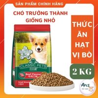 Thức ăn cho chó- thức ăn CLASSIC PETS cho chó trưởng thành giống nhỏ dạng hạt gói 2kg.