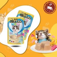 Thức ăn cho mèo  Pate NEKKO Kitten dành cho Mèo con từ 1-12 tháng tuổi - gói 70g - Cá Ngừ Sữa Dê Chúa