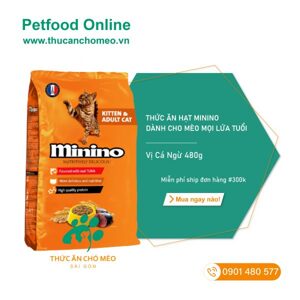 Thức ăn chó mèo-  thức ăn dành cho mèo minino cá ngừ 480g