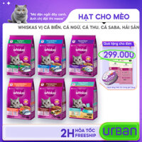 Thức ăn cho mèo trưởng thành Whiskas dạng hạt vị cá Biển, cá Ngừ, cá Thu, cá Saba, hải sản