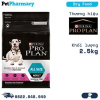 Thức ăn chó Purina PRO PLAN Sensitive Skin & Stomach Salmon, Tuna 2.5kg - Hỗ trợ tiêu hóa cho mọi giống chó