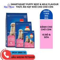 Thức ăn hạt khô cho chó con Smartheart Puppy - vị bò và sữa 400gr/1.5kg