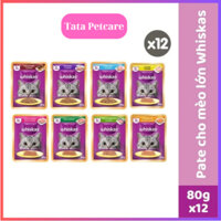 Thức ăn mèo combo 12 gói pate whiskas 80g cho mèo mọi lứa tuổi đủ các vị kitten và Adult