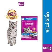 THỨC ĂN MÈO WHISKAS VỊ CÁ BIỂN VÀ SỮA 400g
