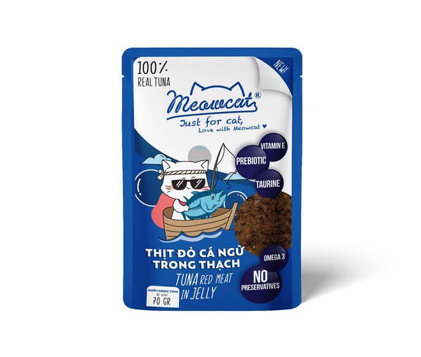 Thức ăn ướt cho mèo Meowcat Vị cá ngừ thịt đỏ Jelly 70g