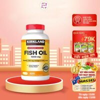 Thực phẩm bảo vệ sức khỏe Viên dầu cá Kirkland Signature Fish Oil 1000mg từ Mỹ, bổ sung Omega-3, DHA và EPA - 400 Viên