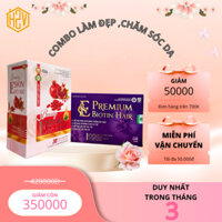 thực phẩm bảo vệ sức khỏe Premium Biotin Hair (30v) + Giảm thâm nám Beauty Skin E Đỏ 500iu (c/30v)
