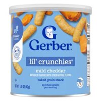Thực phẩm bổ sung Bánh ăn dặm Gerber Lil’ Crunchies vị phô mai Mild Cheddar *giao bao bì ngẫu nhiên*