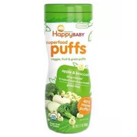 Thực phẩm bổ sung bánh xốp ăn dặm vị táo và bông cải xanh Happy Baby