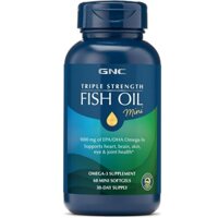 Thực phẩm bổ sung dầu cá GNC TRIPLE STRENGTH FISH OIL mini 1000mg 60 mini softgels hỗ trợ tim, não, khớp, thị lục của Mỹ