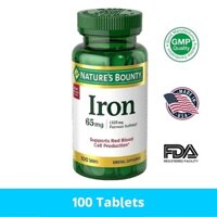Thực phẩm bổ sung sắt Nature's Bounty Iron 65 mg 100 Tablets  đáp ứng nhu cầu dinh dưỡng cần thiết cho cơ thể của Mỹ