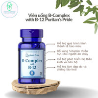 Thực phẩm bổ sung Vitamin B-Complex with B-12 Puritan’s Pride, lọ 90 viên