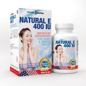 Thực phẩm chức năng bổ sung Vitamin E Principle Nutrition Natural E 400 IU 65 viên