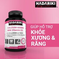Thực Phẩm Chức Năng Bổ Xương Khớp Hadariki Calcium 600mg With Vitamin D3 (Chai 150 viên - mẫu mới 2019)