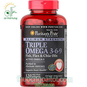 Thực phẩm chức nắng Maximum strength Triple Omega 3-6-9 Fish, Flax & Chia Oils