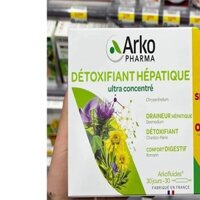 Thực phẩm chức năng thải độc gan Arkopharma Detoxifiant Hepatique hộp 30 ống của Pháp