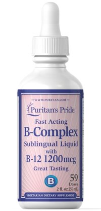 Thức uống bổ sung Vitamin nhóm B Vitamin B-Complex Sublingual Liquid with Vitamin B-12 - Puritan’s Pride Mỹ