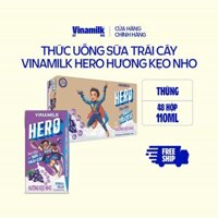 Thức uống sữa trái cây vị kẹo nho Vinamilk Hero - Thùng 48 hộp 110ml