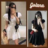 [thuhm002] Đầm Nữ Cổ V, Váy Công Chúa Tay Bồng Cách Điệu Siêu Cá Tính (Có bigsize)