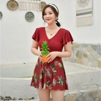 (Thun Lạnh) Bộ Đồ Bơi Nữ Bigsize Cho Người Béo Mập - Áo Tắm Nữ Dạng Váy Kín Đáo Che Bụng ་